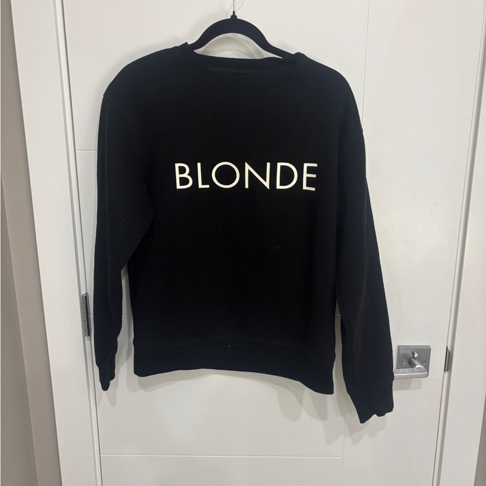 Brunette The Label Black Sweatshirt with 'BLONDE' Cream Logo